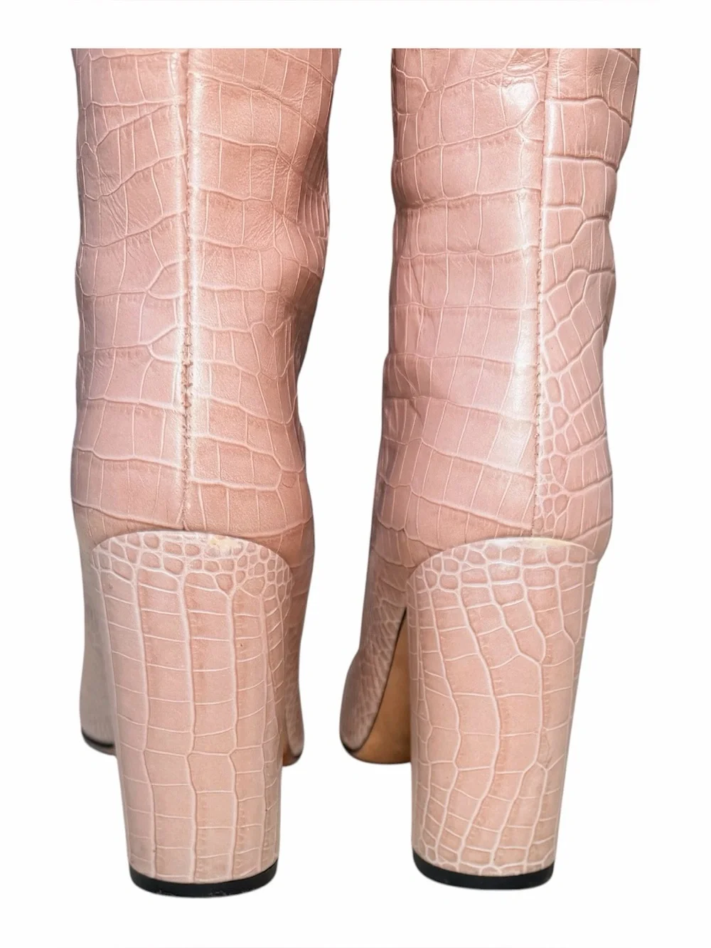 Paris Texas Women’s Tall Pink Croc-Embossed Pointed-Toe Boots